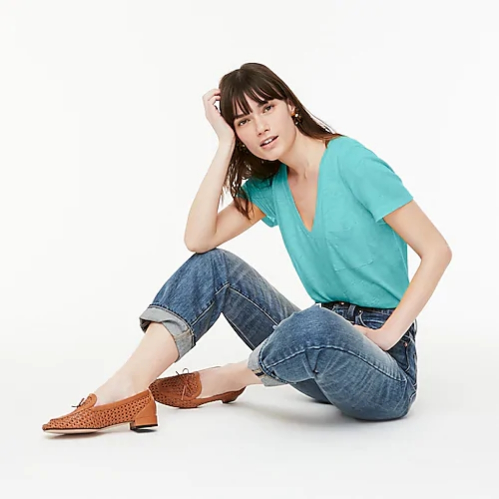 J. Crew Turquoise Linen Knit Tee Shirt